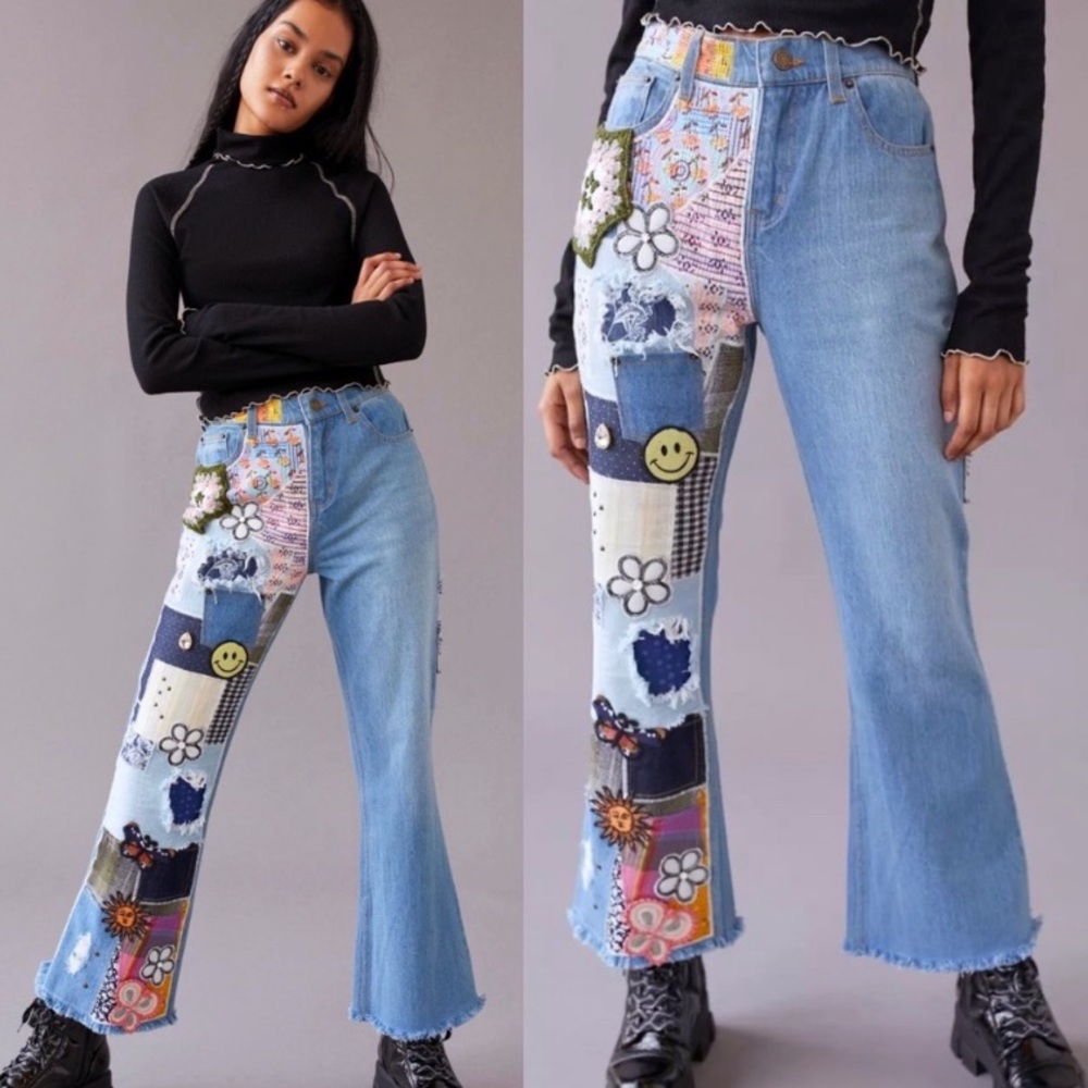 BDG patchwork flare jeans